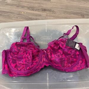 🌷Cacique 46D Vibrant Pink Lace Bra